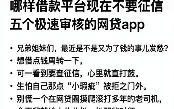 哪样借款平台现在不要征信,归纳五个极速审核的网贷app
