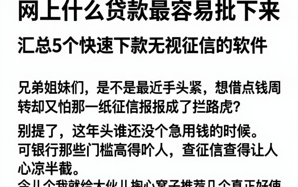 网上什么贷款最容易批下来,汇总5个快速下款无视征信的软件