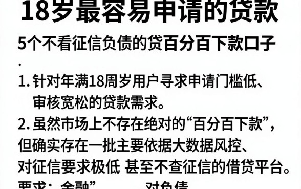 18岁最容易申请的贷款,胪列5个不看征信负债的网贷百分百下款口子