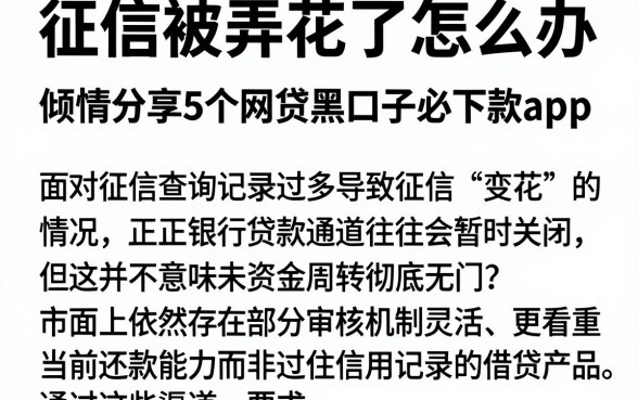 征信被弄花了怎么办,倾情分享5个网贷黑口子必下款app