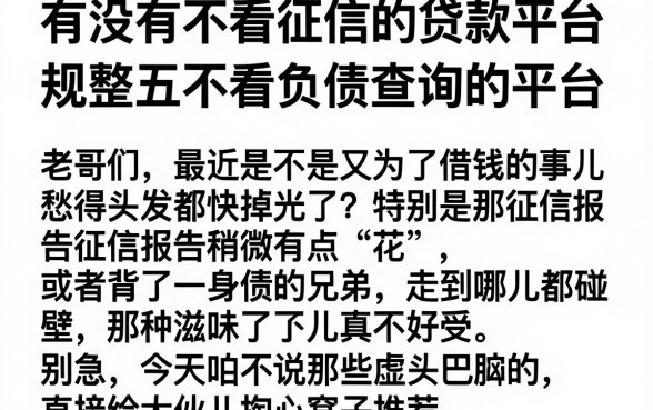 有没有不看征信的贷款平台,规整五个不看负债查询的平台