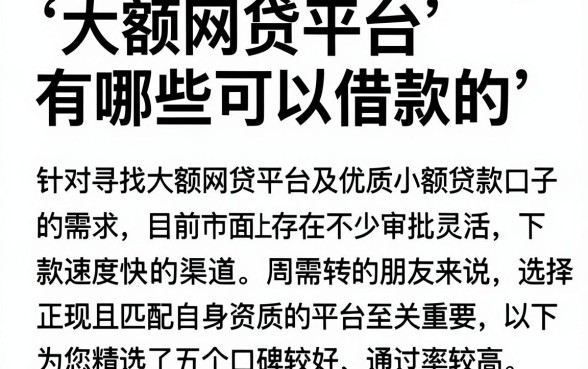 大额网贷平台有哪些可以借款的,陈列五个比较好的小额贷款口子