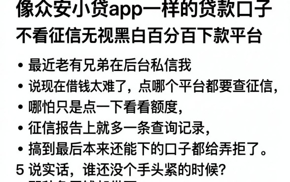 像众安小贷app一样的贷款口子,条列5个不看征信无视黑白百分百下款平台