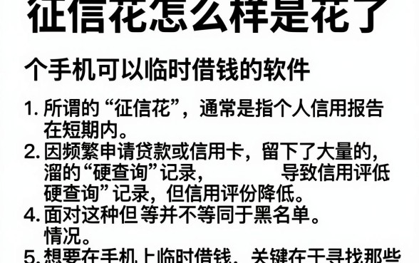 征信花怎么样是花了,详细阐述5个手机可以临时借钱的软件