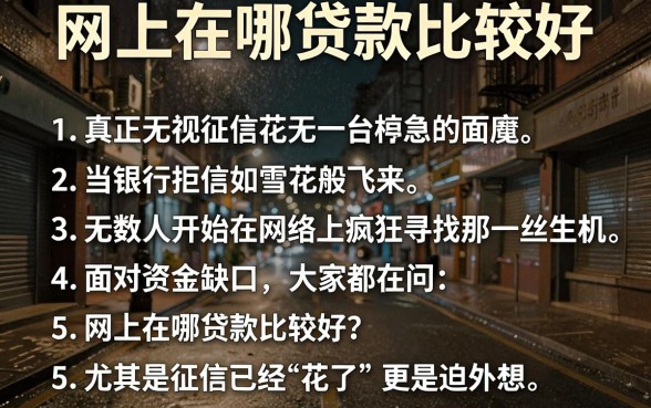 网上在哪贷款比较好,胪列五个真正无视征信花的平台