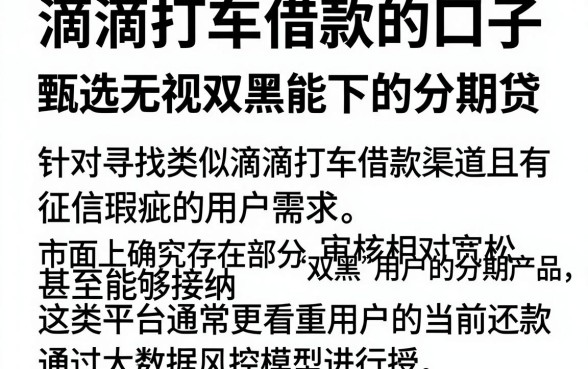 滴滴打车借款的口子,甄选5个无视双黑能下的分期贷