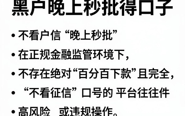黑白户晚上秒批得口子，条列五个不看征信无视黑白百分百下款网贷软件