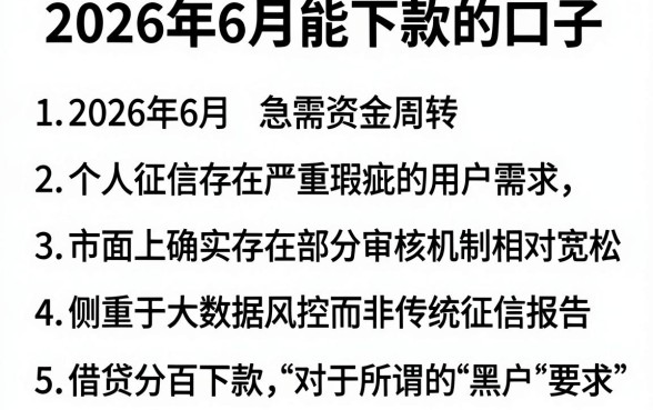 2026年6月能下款的口子,条列5个黑到不能再黑都能下款的口子