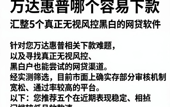 万达惠普哪个容易下款，汇整5个真正无视风控黑白的网贷软件