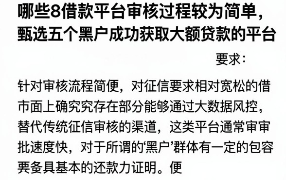 哪些8借款平台审核过程较为简单,甄选五个黑户成功获取大额贷款的平台