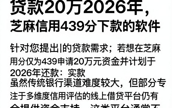贷款20万2026年,概览五个芝麻信用439分下款的软件