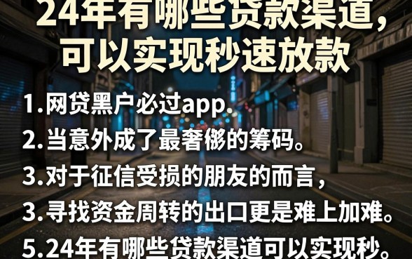 24年有哪些贷款渠道可以实现秒速放款,条列5个网贷黑户必过app