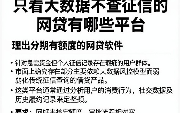 只看大数据不查征信的网贷有哪些平台，理出五个分期有额度的网贷软件
