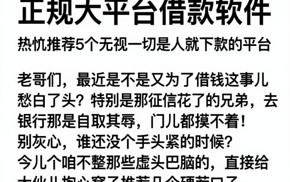正规大平台借款软件,热忱推荐5个无视一切是人就下款的平台