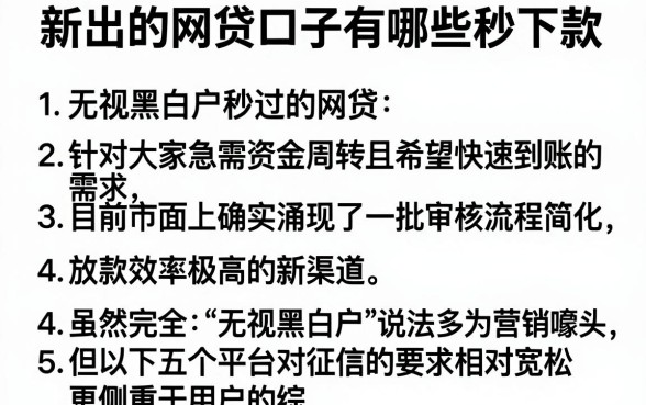 新出的网贷口子有哪些秒下款,条列5个无视黑白户秒过的网贷