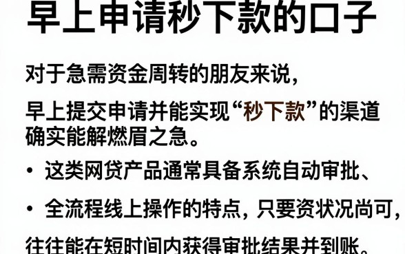 早上申请秒下款的口子,详尽说明五个借款快的网贷软件