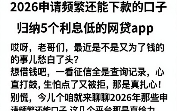 2026申请频繁还能下款的口子,归纳5个利息低的网贷app