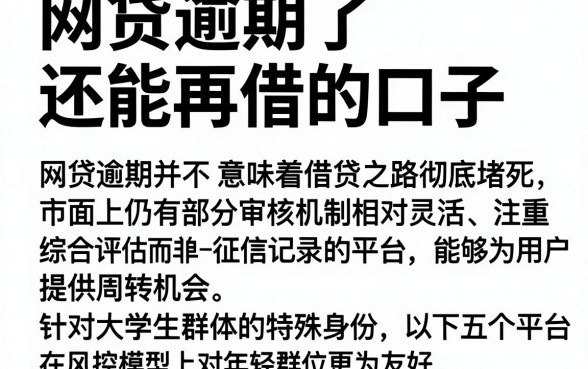 网贷逾期了还能再借的口子,规整5个大学生可以使用的软件