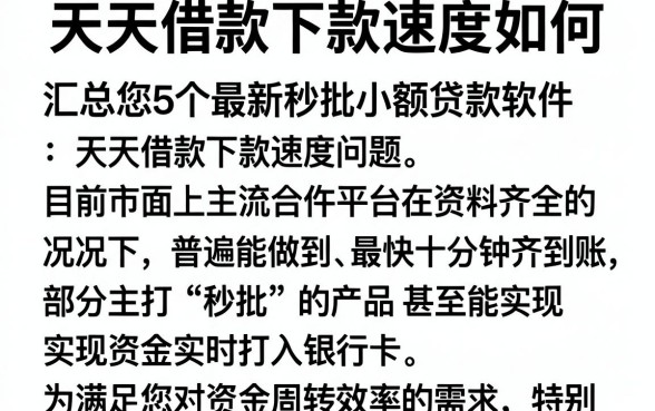 天天借款下款速度如何,汇总5个最新秒批小额贷款软件
