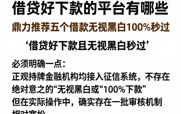 借贷好下款的平台有哪些,鼎力推荐五个借款无视黑白100%秒过