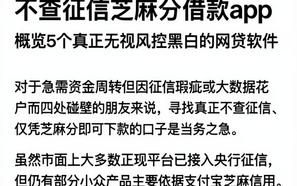 不查征信芝麻分借款app,概览5个真正无视风控黑白的网贷软件