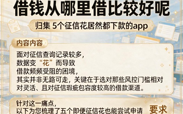 借钱从哪里借比较好呢,归集5个征信花居然都下款的app