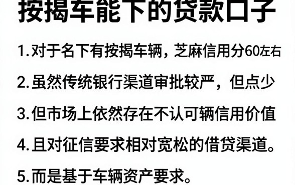 按揭车能下的贷款口子,详细阐述五个芝麻信用600贷款口子