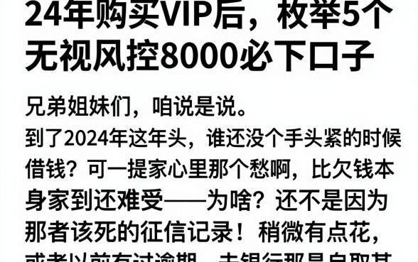 24年购买VIP后,枚举5个无视风控8000必下口子