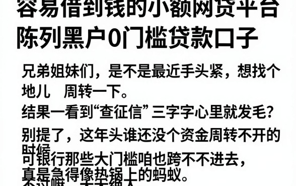 容易借到钱的小额网贷平台,陈列五个黑户0门槛贷款口子