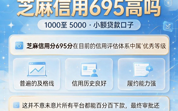 芝麻信用695高吗，整理五个1000至5000的小额贷款口子