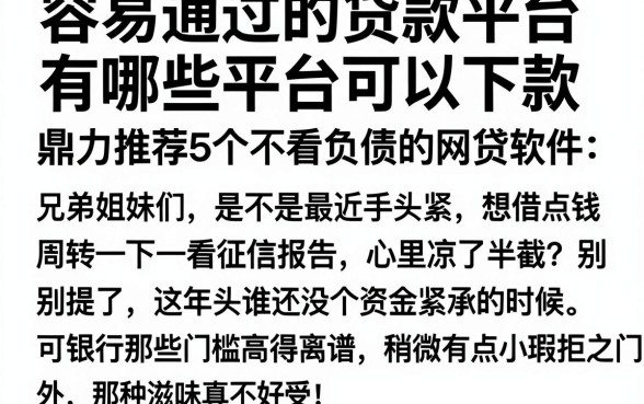 容易通过的贷款平台有哪些平台可以下款,鼎力推荐5个不看负债的网贷软件