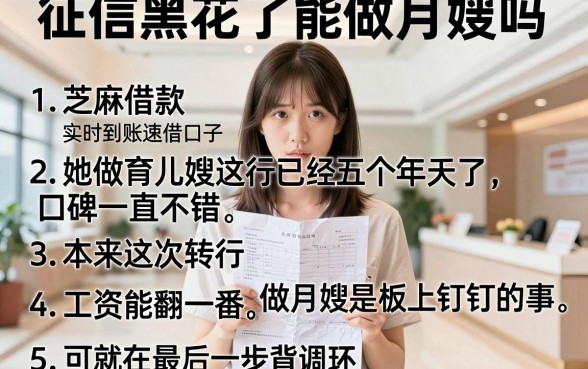 征信黑花了能做月嫂吗,条列5个芝麻借款实时到账速借口子