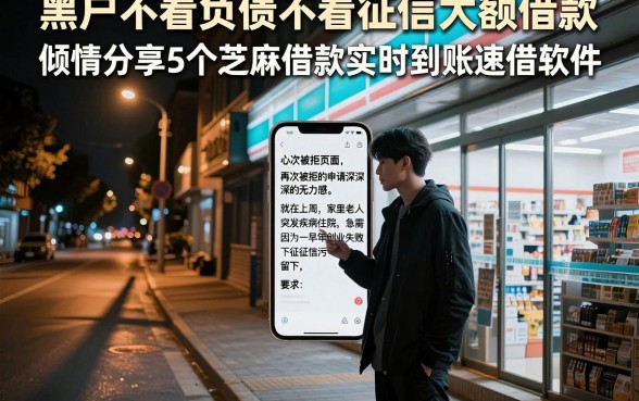 黑户不看负债不看征信大额借款,倾情分享5个芝麻借款实时到账速借软件