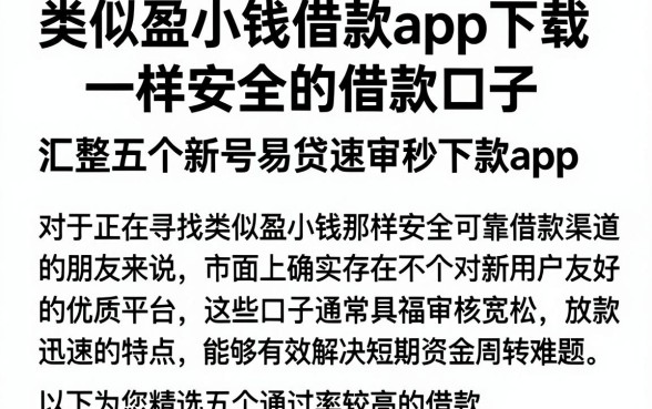 类似盈小钱借款app下载一样安全的借款口子,汇整五个新号易贷速审秒下款app