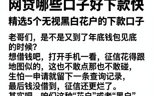 网贷哪些口子好下款快,精选5个无视黑白花户的下款口子