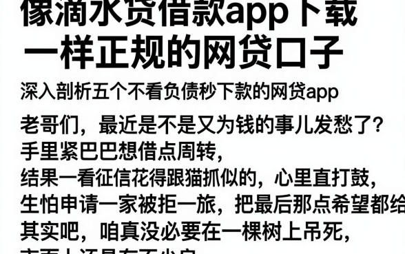 像滴水贷借款app下载一样正规的网贷口子,深入剖析五个不看负债秒下款的网贷app