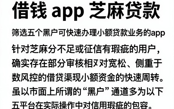 借钱 app 芝麻贷款,筛选五个黑户可快速办理小额贷款业务的app