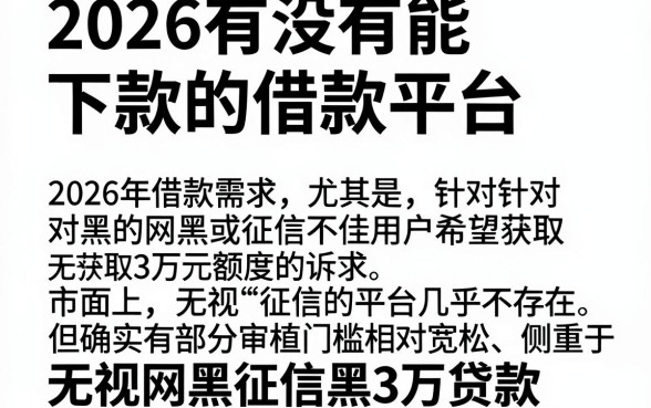 2026有没有能下款的借款平台,精选5个无视网黑征信黑3万贷款