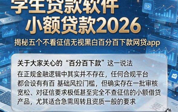 学生贷款软件小额贷款2026,揭秘五个不看征信无视黑白百分百下款网贷app