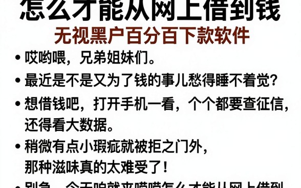 怎么才能从网上借到钱,细致阐述五个无视黑户百分百下款软件