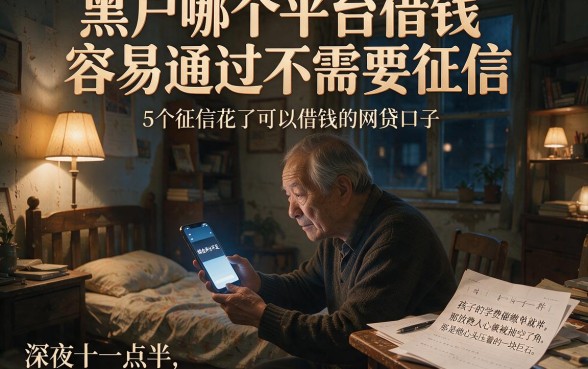 黑户哪个平台借钱容易通过不需要征信，理出5个征信花了可以借钱的网贷口子