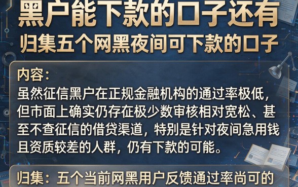 黑户能下款的口子还有,归集五个网黑夜间可下款的口子