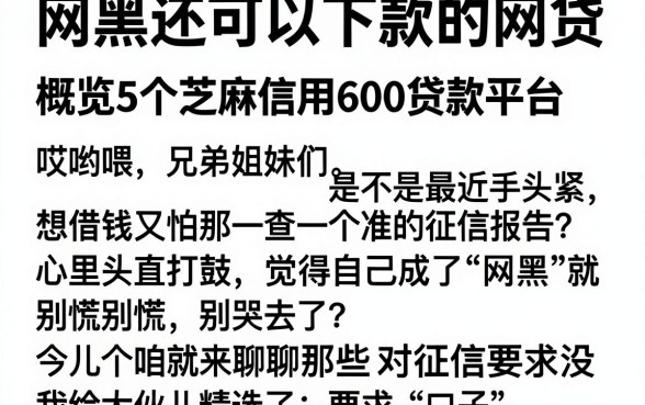网黑还可以下款的网贷,概览5个芝麻信用600贷款平台