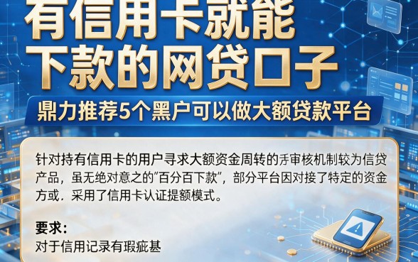 有信用卡就能下款的网贷口子,鼎力推荐5个黑户可以做大额贷款平台