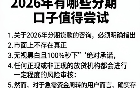 2026年有哪些分期口子值得尝试，胪列五个无视黑白100%秒下网贷口子