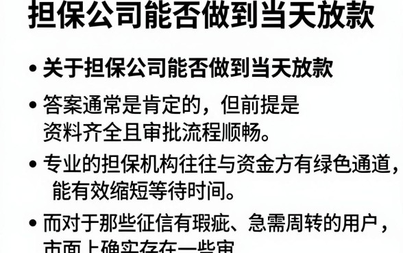 担保公司能否做到当天放款,概括五个逾期必下款的软件