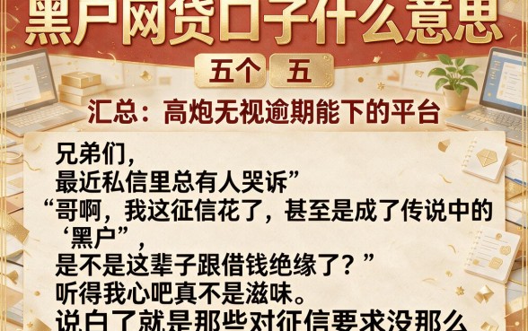 黑户网贷口子什么意思,汇总五个高炮无视逾期能下的平台