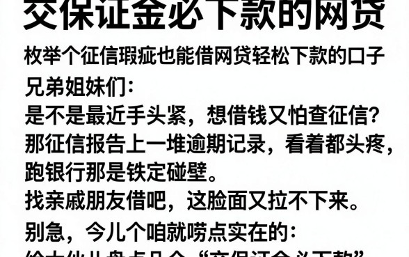 交保证金必下款的网贷,枚举五个征信瑕疵也能借网贷轻松下款的口子