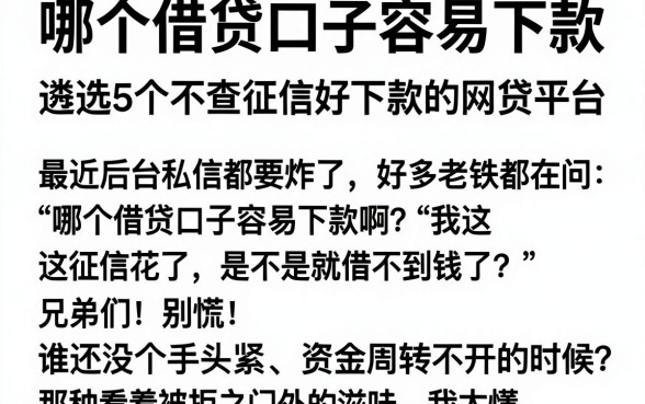 哪个借贷口子容易下款,遴选5个不查征信好下款的网贷平台