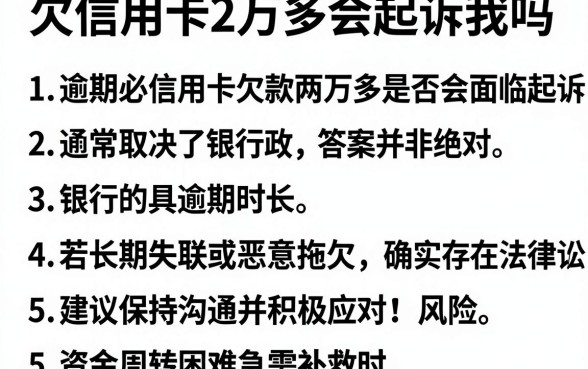 欠信用卡2万多会起诉我吗,细致阐述5个逾期必下款的口子